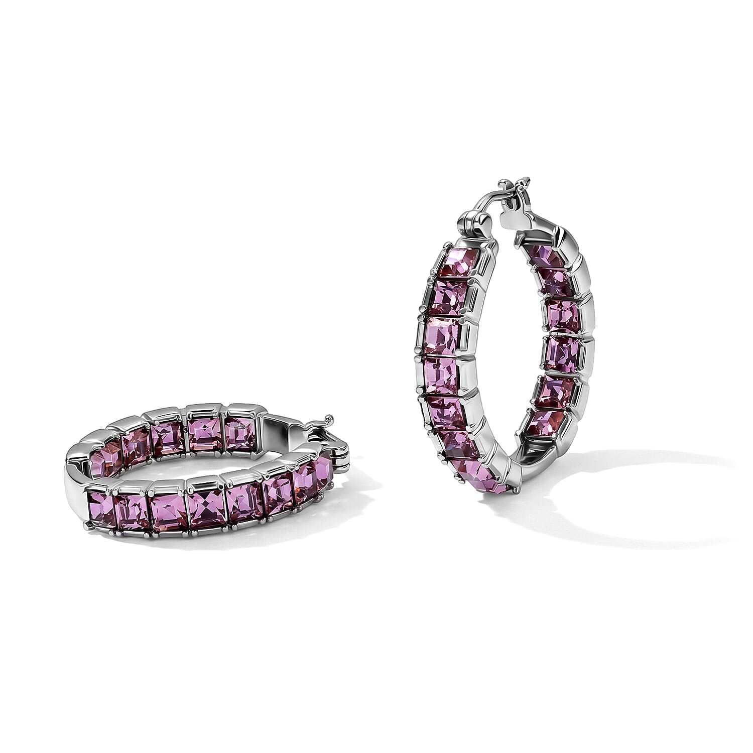 EverTrue Antique Pink Swarovski Crystal Earrings in Stainless Steel