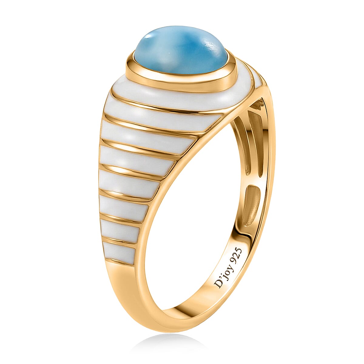 D'Joy AAA Larimar 1.00 ctw Ring in 18K Vermeil Yellow Gold Sterling Silver (Size 10.0) image number 3