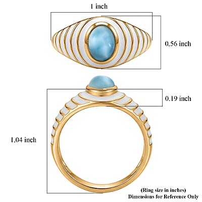 D'Joy AAA Larimar 1.00 ctw Seashell Ring in 18K Vermeil Yellow Gold Sterling Silver (Size 6.0)