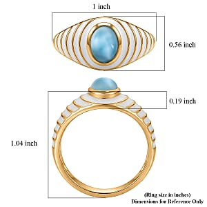 D'Joy AAA Larimar 1.00 ctw Seashell Ring in 18K Vermeil Yellow Gold Sterling Silver (Size 8.0)