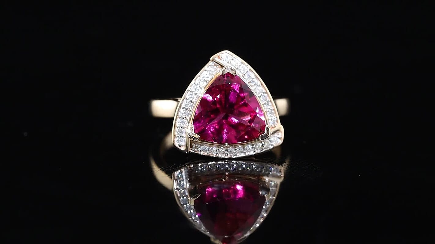 D'Joy Lab Grown Bixbite and Moissanite 4.00 ctw Ring in 18K Vermeil Rose Gold Over Sterling Silver (Size 6.0)