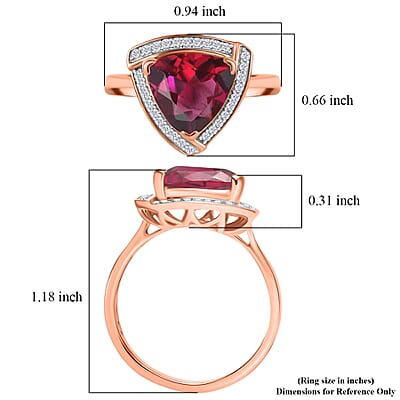 D'Joy Lab Grown Bixbite and Moissanite 4.00 ctw Ring in 18K Vermeil Rose Gold Over Sterling Silver (Size 8.5)