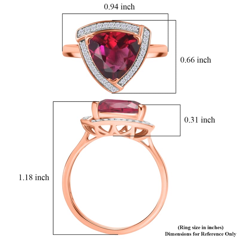 D'Joy Lab Grown Bixbite and Moissanite 4.00 ctw Ring in 18K Vermeil Rose Gold Over Sterling Silver (Size 9.5)