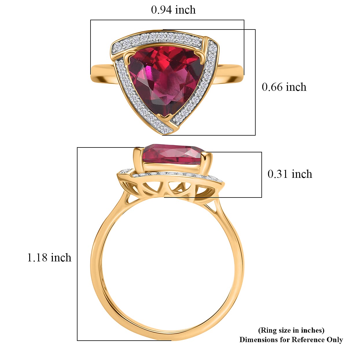 D'Joy Lab Grown Bixbite and Moissanite 4.00 ctw Ring in 18K Vermeil Yellow Gold Over Sterling Silver (Size 12.0) image number 4
