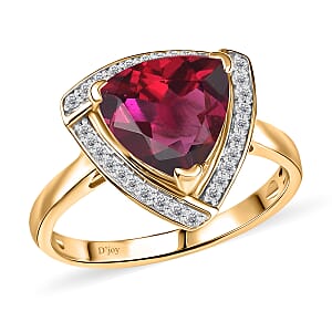 D'Joy Lab Grown Bixbite and Moissanite 4.00 ctw Ring in 18K Vermeil Yellow Gold Over Sterling Silver (Size 4.5)