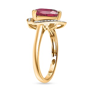 D'Joy Lab Grown Bixbite and Moissanite 4.00 ctw Ring in 18K Vermeil Yellow Gold Over Sterling Silver (Size 6.5)