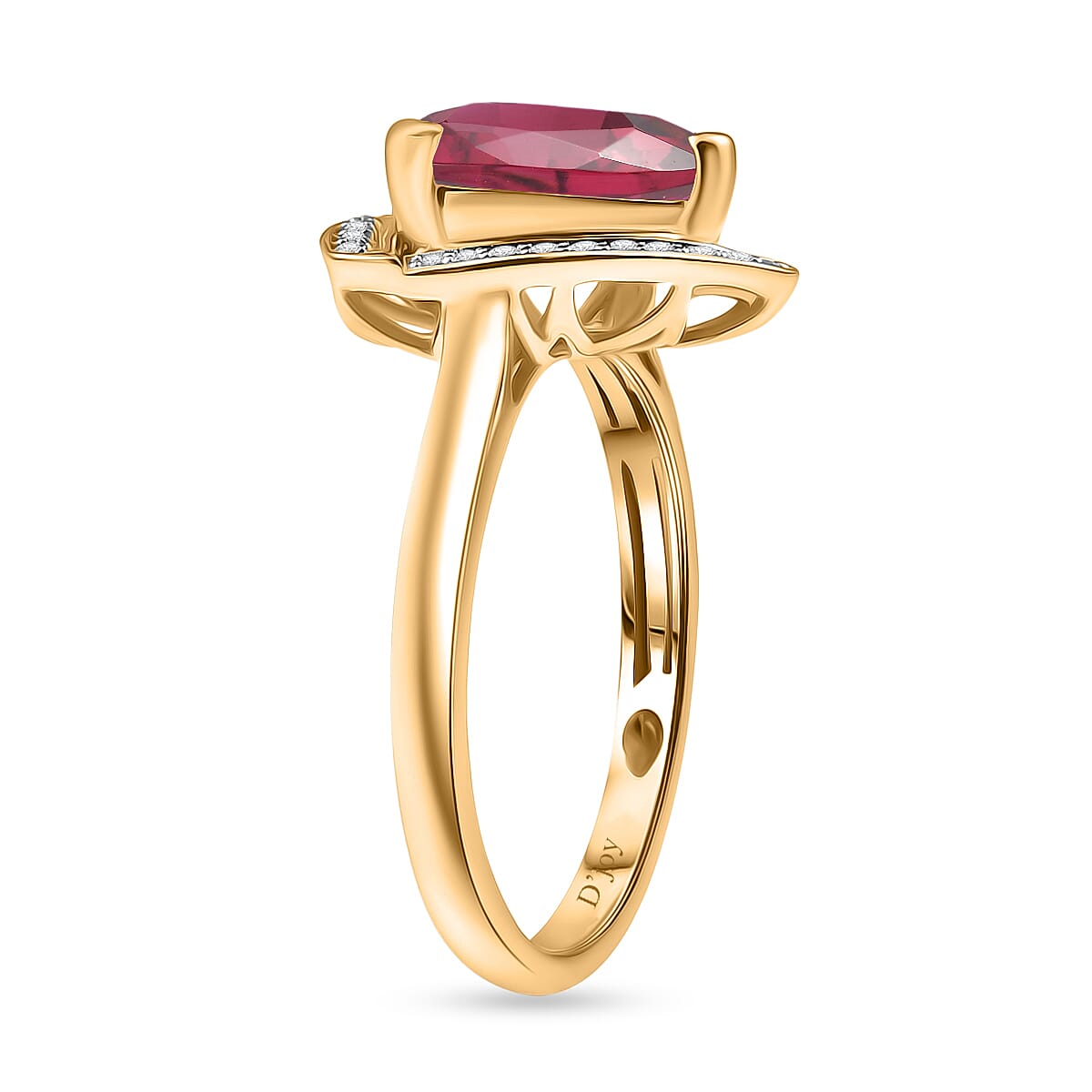 D'Joy Lab Grown Bixbite and Moissanite 4.00 ctw Ring in 18K Vermeil Yellow Gold Over Sterling Silver (Size 8.0) image number 3