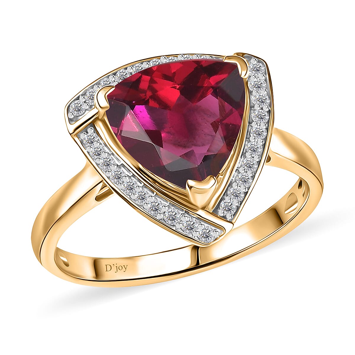 D'Joy Lab Grown Bixbite and Moissanite 4.00 ctw Ring in 18K Vermeil Yellow Gold Over Sterling Silver (Size 9.0)
