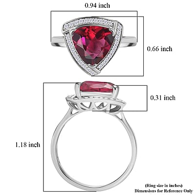 D'Joy Lab Grown Bixbite and Moissanite 4.00 ctw Ring in Rhodium Over Sterling Silver (Size 4.0)