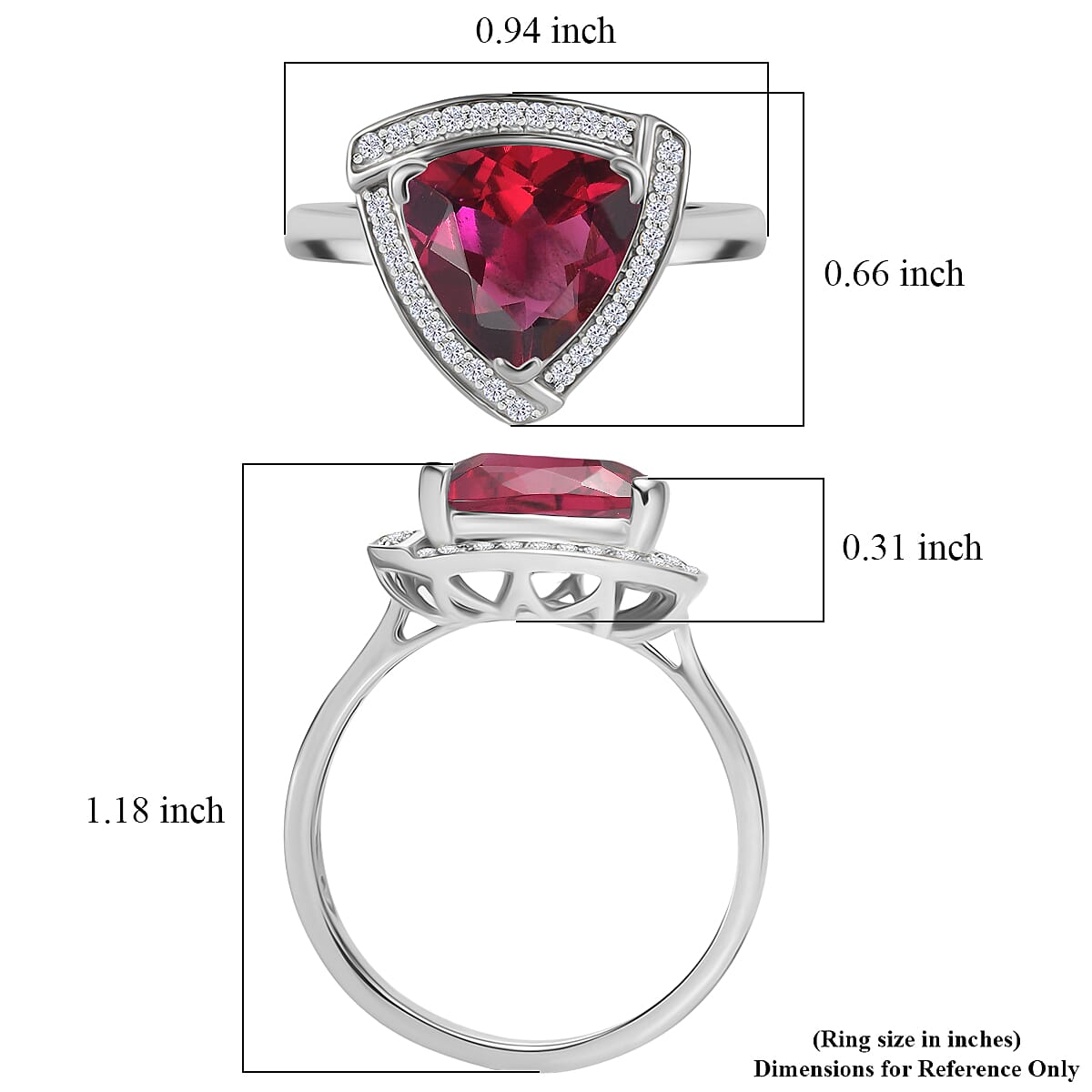 D'Joy Lab Grown Bixbite and Moissanite 4.00 ctw Ring in Rhodium Over Sterling Silver (Size 4.5) image number 4