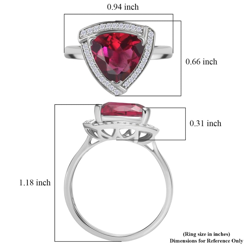 D'Joy Lab Grown Bixbite and Moissanite 4.00 ctw Ring in Rhodium Over Sterling Silver (Size 5.0)