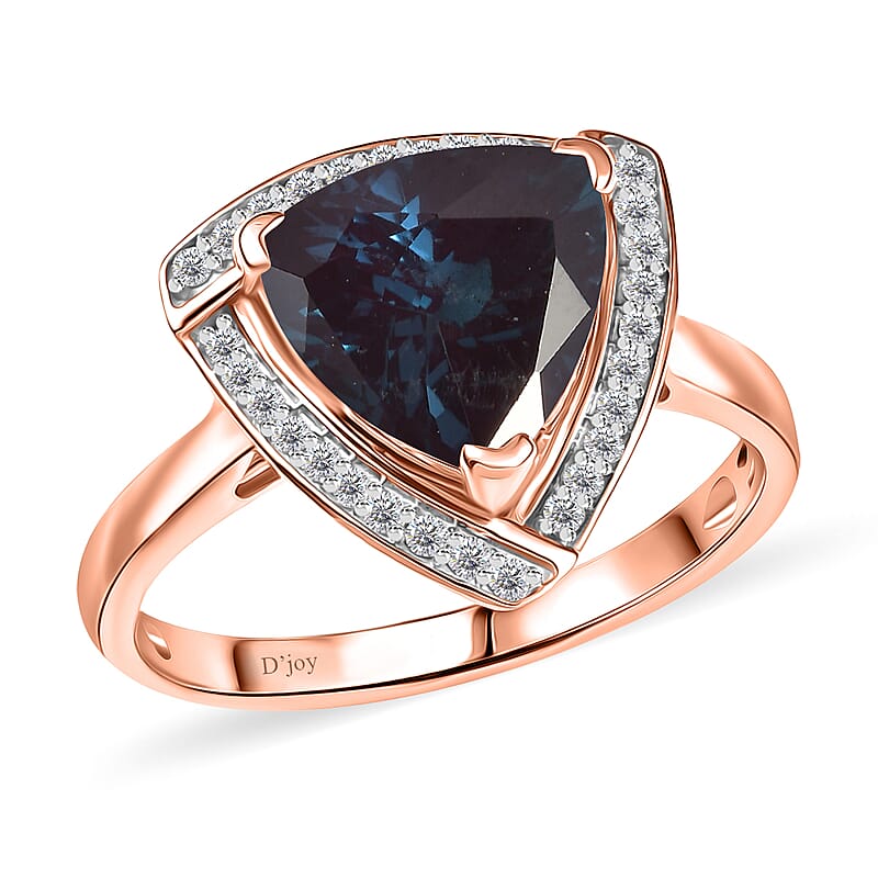D'Joy Lab Grown Alexandrite and Moissanite 4.00 ctw Ring in 18K Vermeil Rose Gold Over Sterling Silver (Size 7.0)