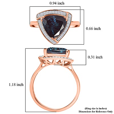 D'Joy Lab Grown Alexandrite and Moissanite 4.00 ctw Ring in 18K Vermeil Rose Gold Over Sterling Silver (Size 7.0)