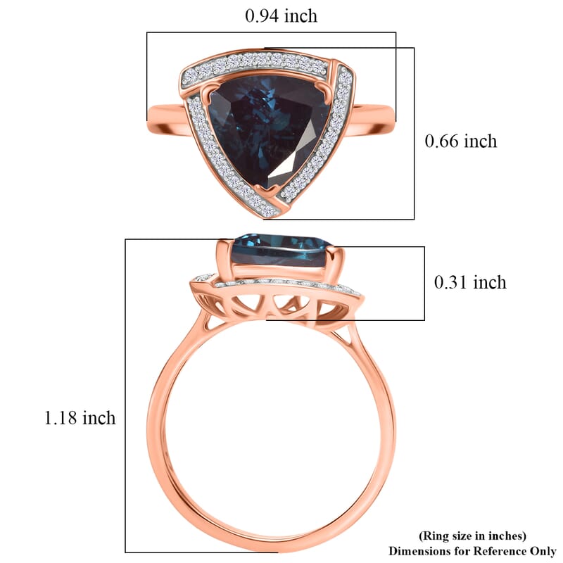 D'Joy Lab Grown Alexandrite and Moissanite 4.00 ctw Ring in 18K Vermeil Rose Gold Over Sterling Silver (Size 8.5)