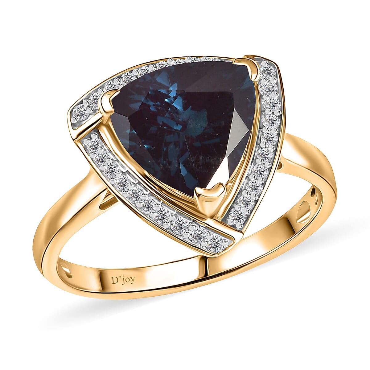 D'Joy Lab Grown Alexandrite and Moissanite 4.00 ctw Ring in 18K Vermeil Yellow Gold Over Sterling Silver (Size 11.5)
