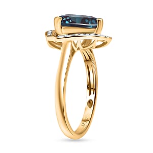 D'Joy Lab Grown Alexandrite and Moissanite 4.00 ctw Ring in 18K Vermeil Yellow Gold Over Sterling Silver (Size 12.0)