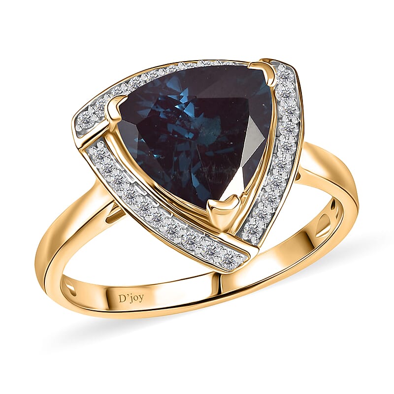 D'Joy Lab Grown Alexandrite and Moissanite 4.00 ctw Ring in 18K Vermeil Yellow Gold Over Sterling Silver (Size 4.0)