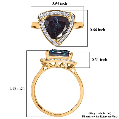 D'Joy Lab Grown Alexandrite and Moissanite 4.00 ctw Ring in 18K Vermeil Yellow Gold Over Sterling Silver (Size 4.0)