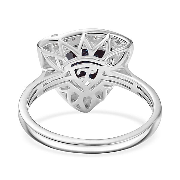 D'Joy Lab Grown Alexandrite and Moissanite 4.00 ctw Ring in Rhodium Over Sterling Silver (Size 7.0)