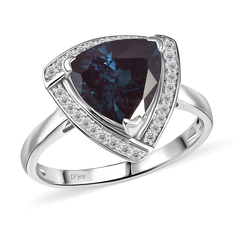 D'Joy Lab Grown Alexandrite and Moissanite 4.00 ctw Ring in Rhodium Over Sterling Silver (Size 9.5)