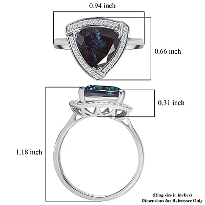 D'Joy Lab Grown Alexandrite and Moissanite 4.00 ctw Ring in Rhodium Over Sterling Silver (Size 9.5)