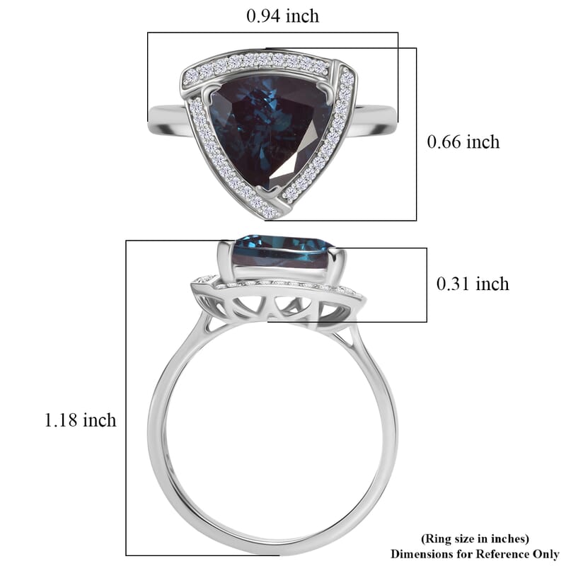 D'Joy Lab Grown Alexandrite and Moissanite 4.00 ctw Ring in Rhodium Over Sterling Silver (Size 9.5)