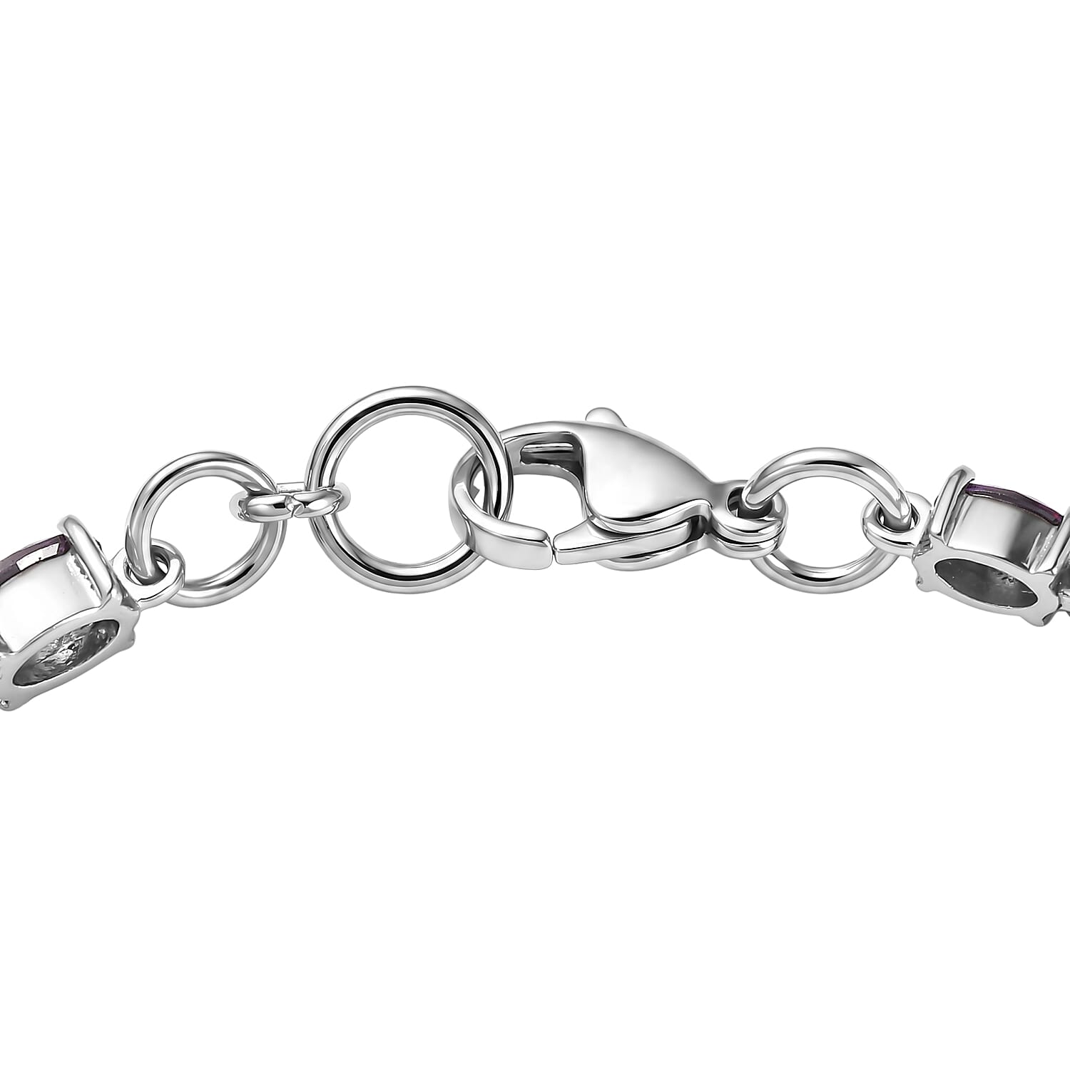 EverTrue Simulated Amethyst Color Diamond Bracelet in Stainless Steel (6.50 In)
