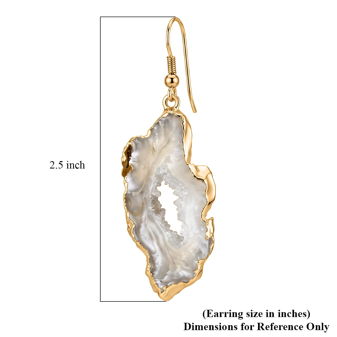 Geode Slice Quartz 40.00 ctw Earrings in Goldtone