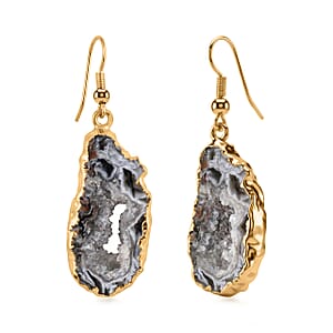 Geode Slice Quartz 30.00 ctw Earrings in Goldtone