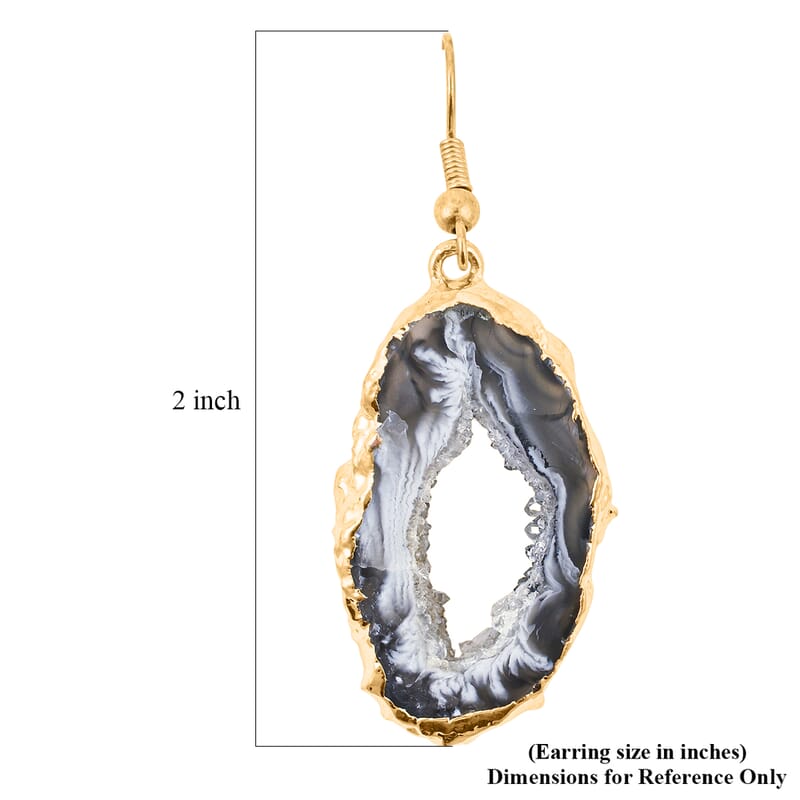 Geode Slice Quartz 30.00 ctw Earrings in Goldtone