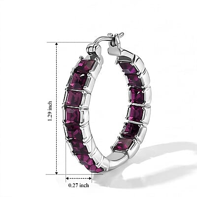 EverTrue Foilback Amethyst Swarovski Crystal Hoop Earrings in Stainless Steel