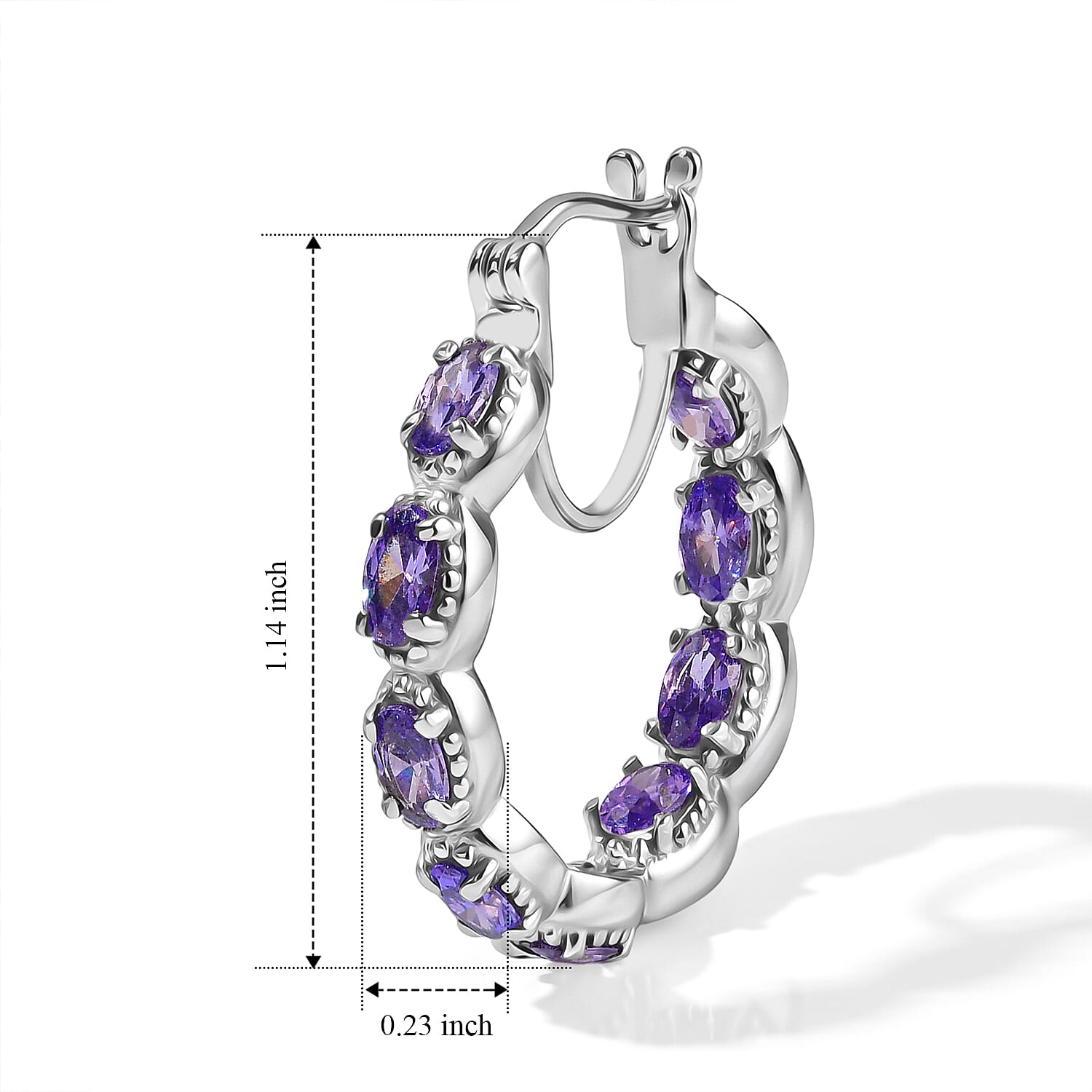 EverTrue Simulated Purple Diamond Earrings in Stainless Steel