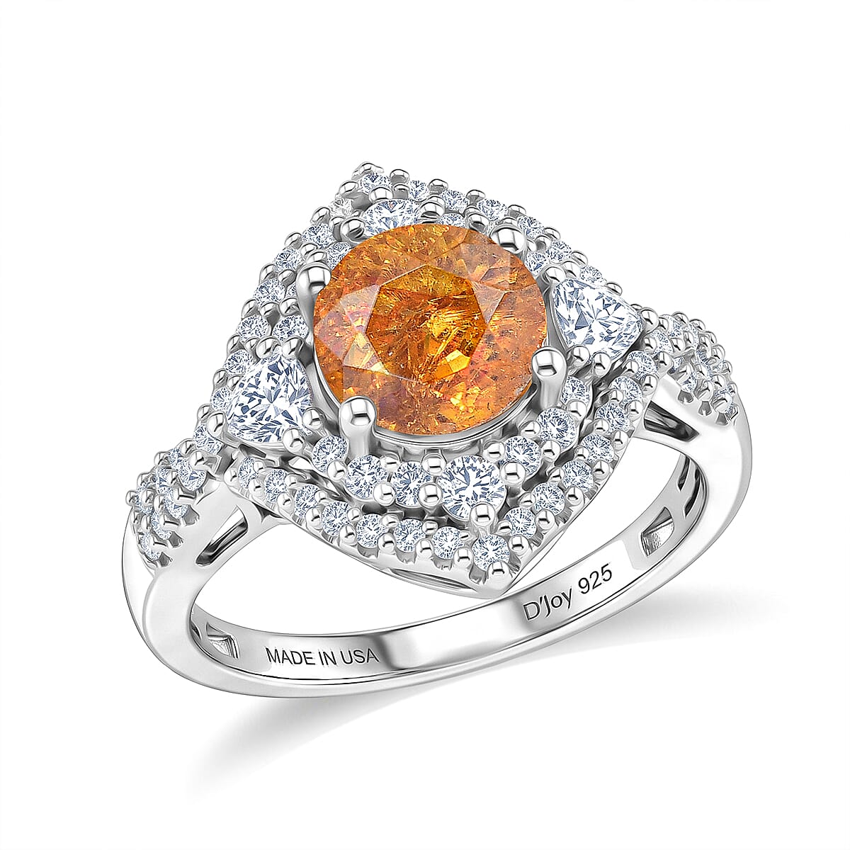 Certified & Appraised D'Joy Premium Picos Altos Sphalerite and Moissanite 3.85 ctw Ring in Rhodium Over Sterling Silver (Size 6.0)