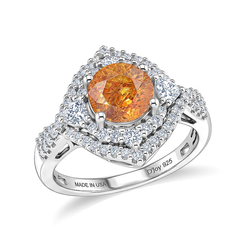 Certified & Appraised D'Joy Premium Picos Altos Sphalerite and Moissanite 3.85 ctw Ring in Rhodium Over Sterling Silver (Size 6.0)