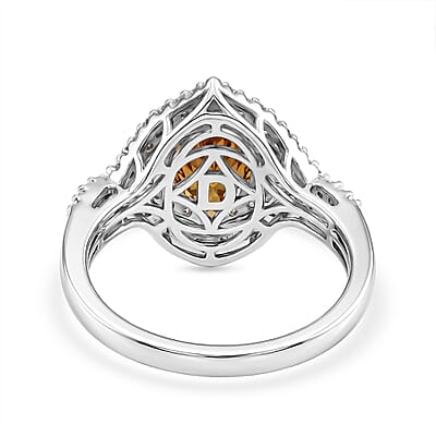 Certified & Appraised D'Joy Premium Picos Altos Sphalerite and Moissanite 3.85 ctw Ring in Rhodium Over Sterling Silver (Size 6.0)