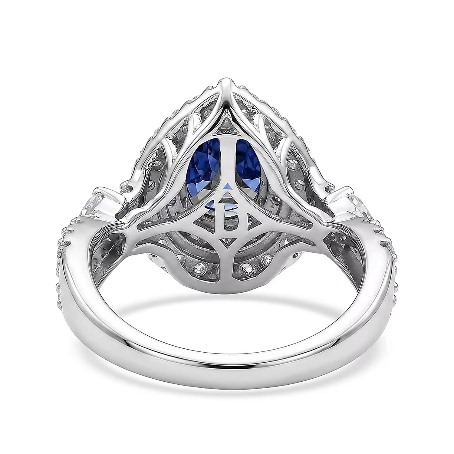 Certified & Appraised D'Joy Premium Tanzanite and Moissanite 2.00 ctw Ring in Rhodium Over Sterling Silver (Size 6.0)