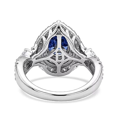 Certified & Appraised D'Joy Premium Tanzanite and Moissanite 2.00 ctw Ring in Rhodium Over Sterling Silver (Size 6.0)