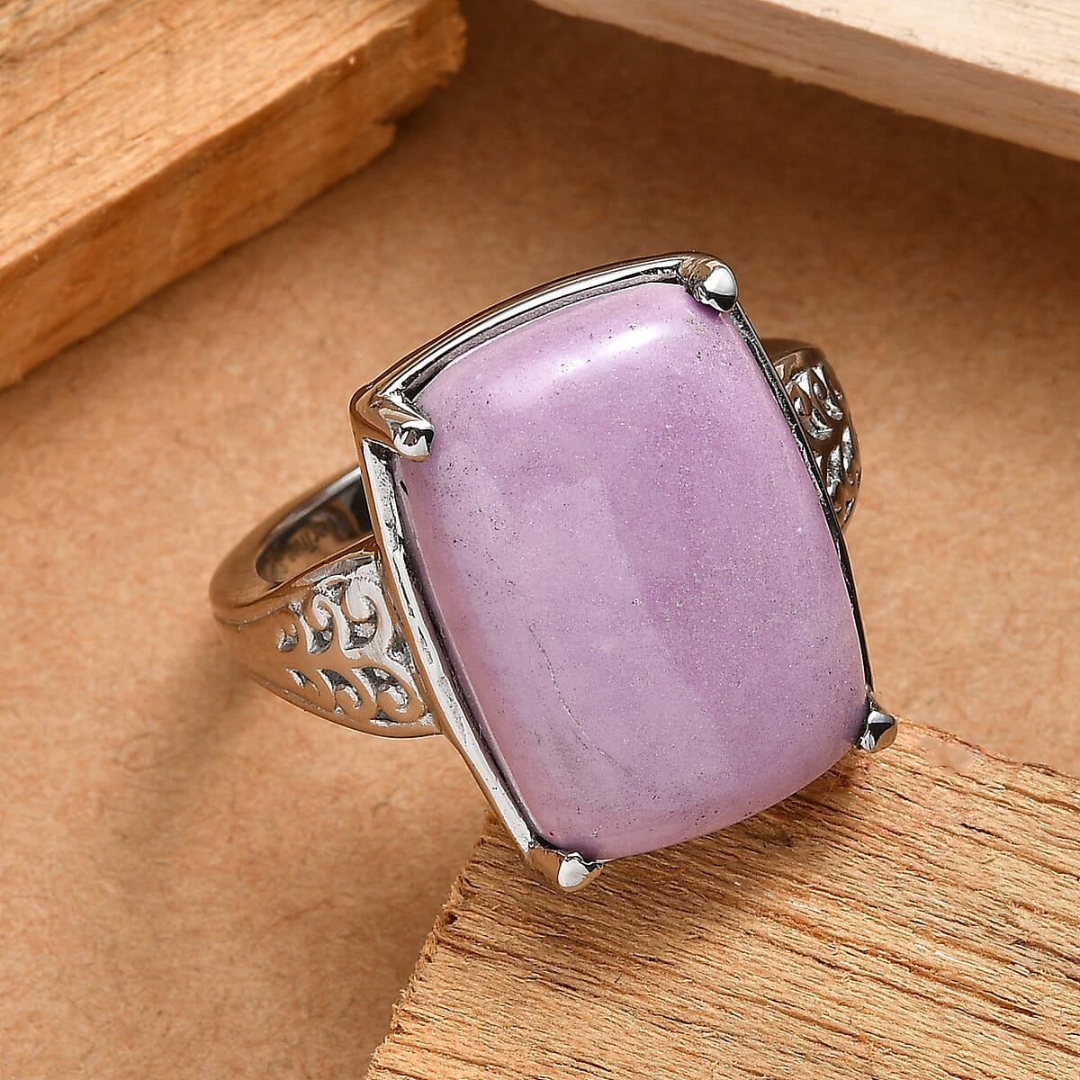 EverTrue Phosphosiderite 12.40 ctw Ring in Stainless Steel (Size 7.0) image number 1