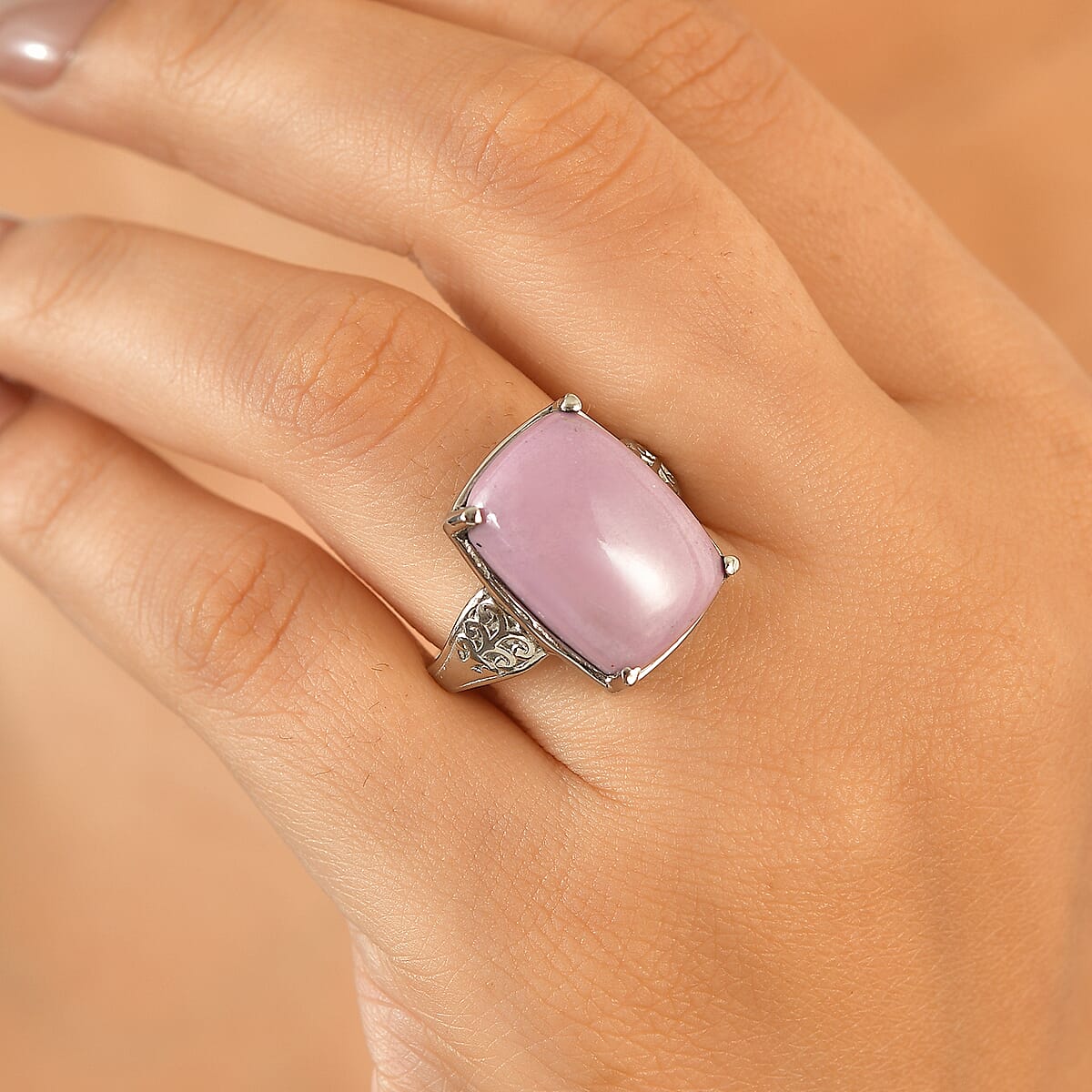 EverTrue Phosphosiderite 12.40 ctw Ring in Stainless Steel (Size 7.0) image number 2
