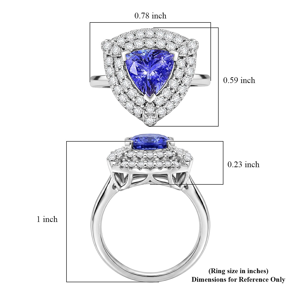Certified & Appraised D'Joy Premium Tanzanite and Moissanite 1.75 ctw Ring in Rhodium Over Sterling Silver (Size 10.0) image number 5