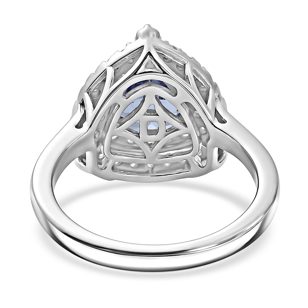 Certified & Appraised D'Joy Premium Tanzanite and Moissanite 1.75 ctw Ring in Rhodium Over Sterling Silver (Size 6.0)
