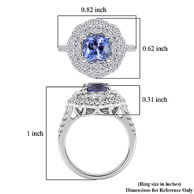 Certified & Appraised D'Joy Premium Tanzanite and Moissanite 3.00 ctw Ring in Rhodium Over Sterling Silver (Size 6.0)