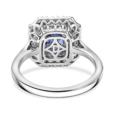 Certified & Appraised D'Joy Tanzanite and Moissanite 1.75 ctw Ring in Rhodium Over Sterling Silver (Size 10.0)