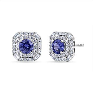 Certified & Appraised D'Joy Tanzanite and Moissanite 2.30 ctw Ring in Rhodium Over Sterling Silver