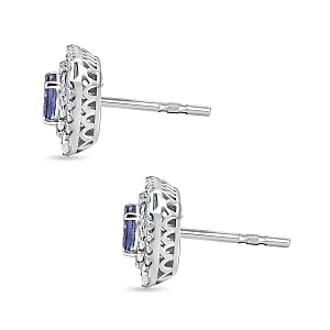 Certified & Appraised D'Joy Tanzanite and Moissanite 2.30 ctw Ring in Rhodium Over Sterling Silver