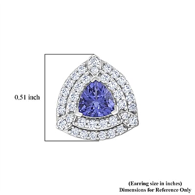 Certified & Appraised D'Joy Premium Tanzanite and Moissanite 2.00 ctw Earrings in Rhodium Over Sterling Silver