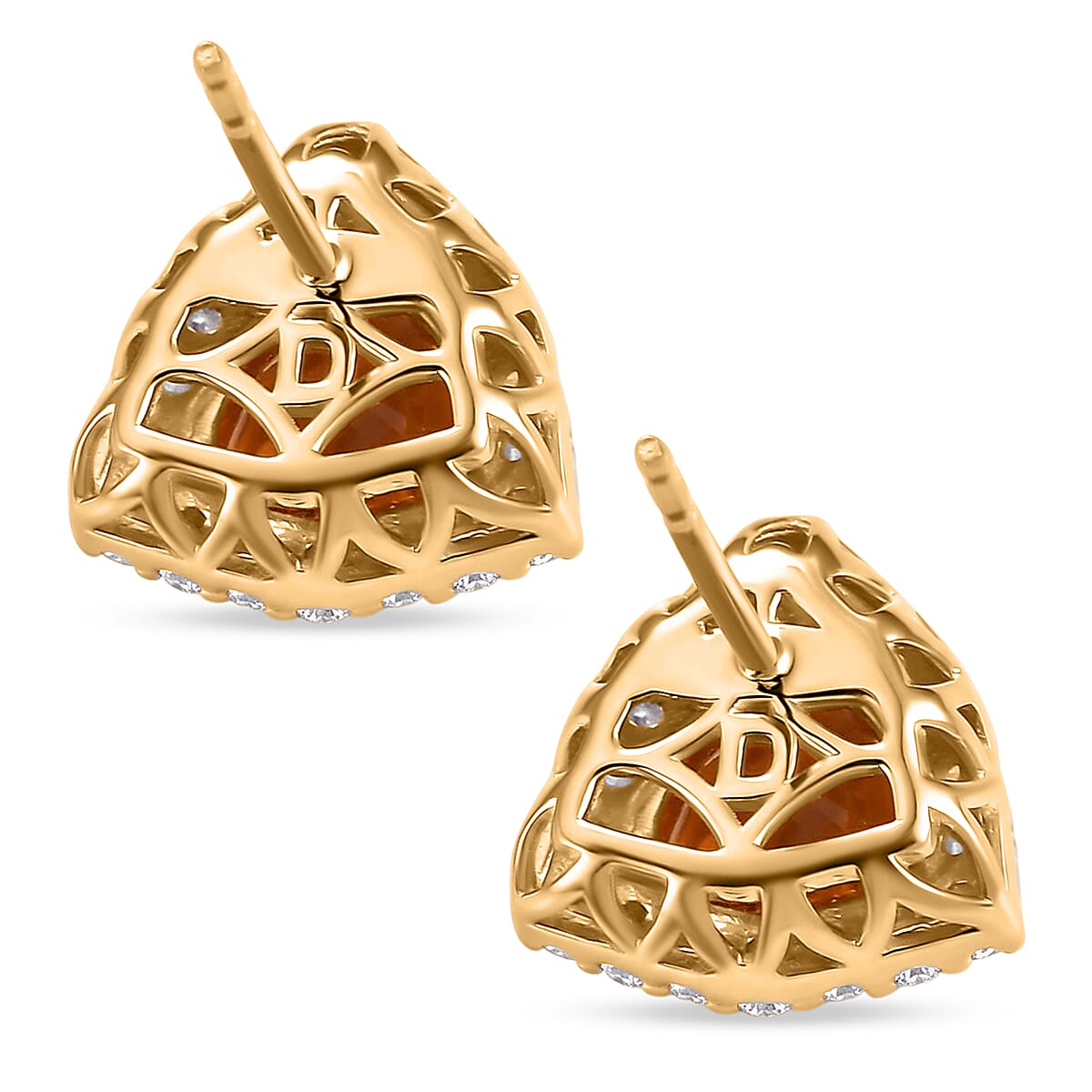 D'Joy Citrine ,  Moissanite  Solitaire Stud Push Post Earring in 18K YG VermeilSterling Silver 3.82 ctw