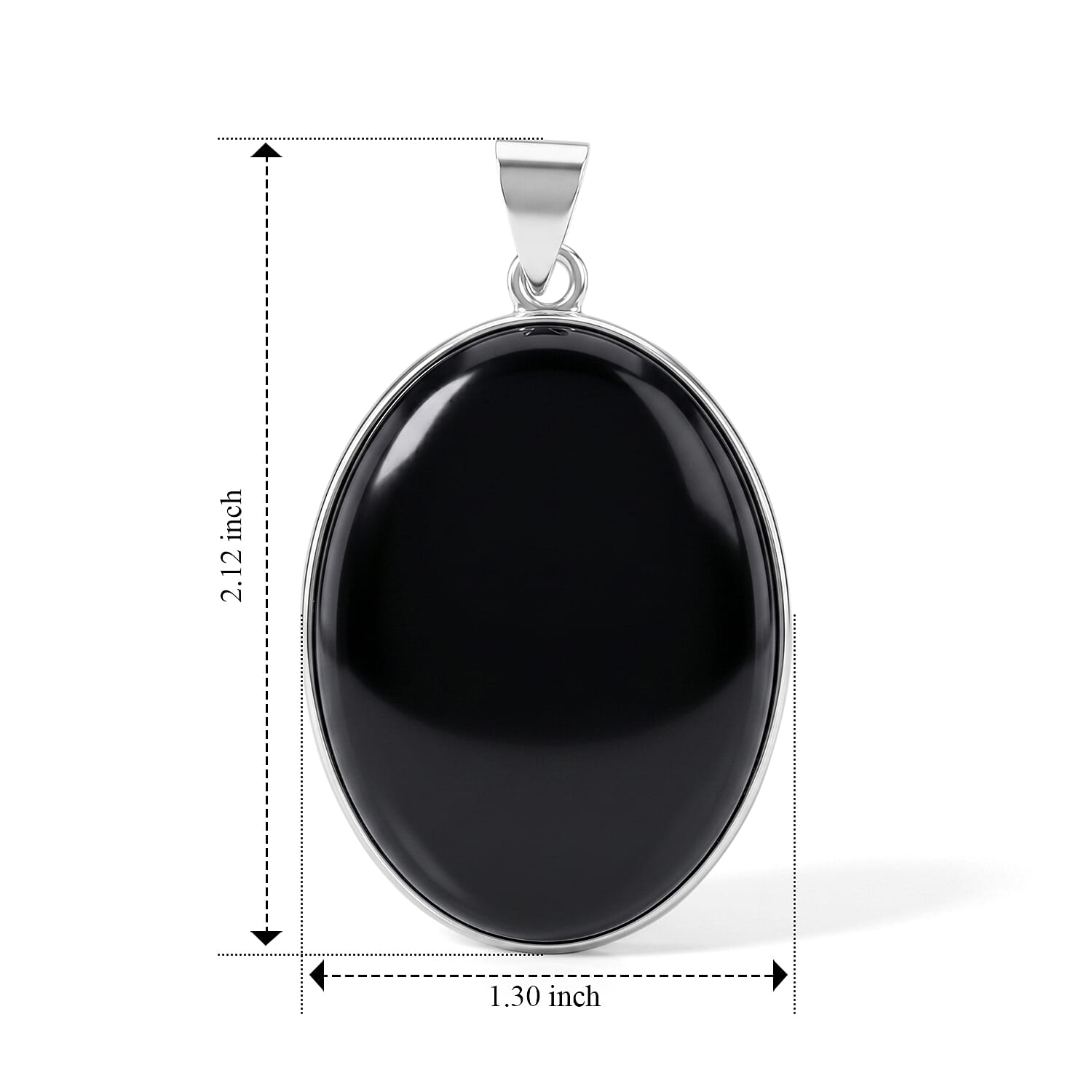 Black Jasper 50.00 ctw Oval Pendant without Chain in Silvertone
