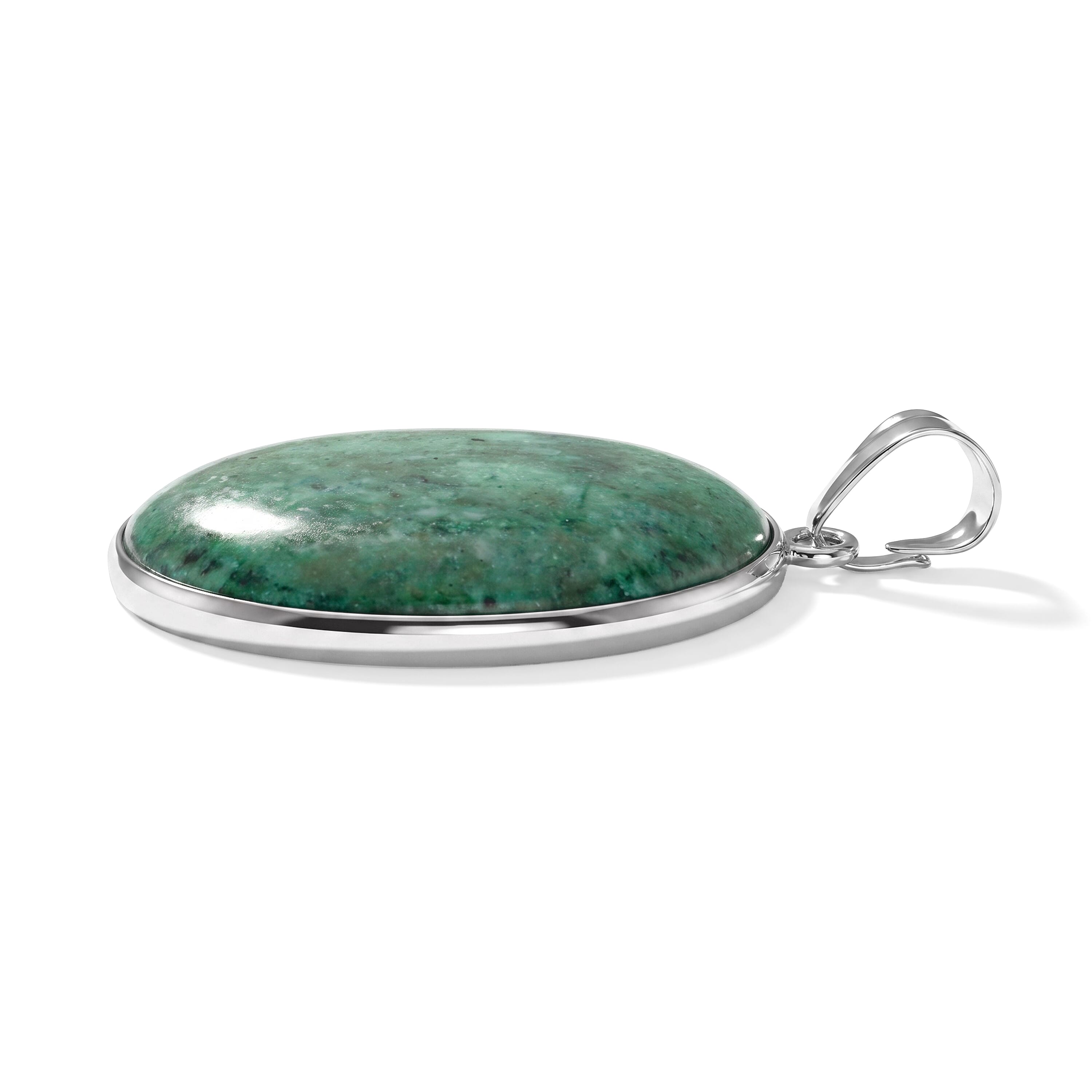 Rainforest Jasper 50.00 ctw Oval Pendant without Chain in Silvertone