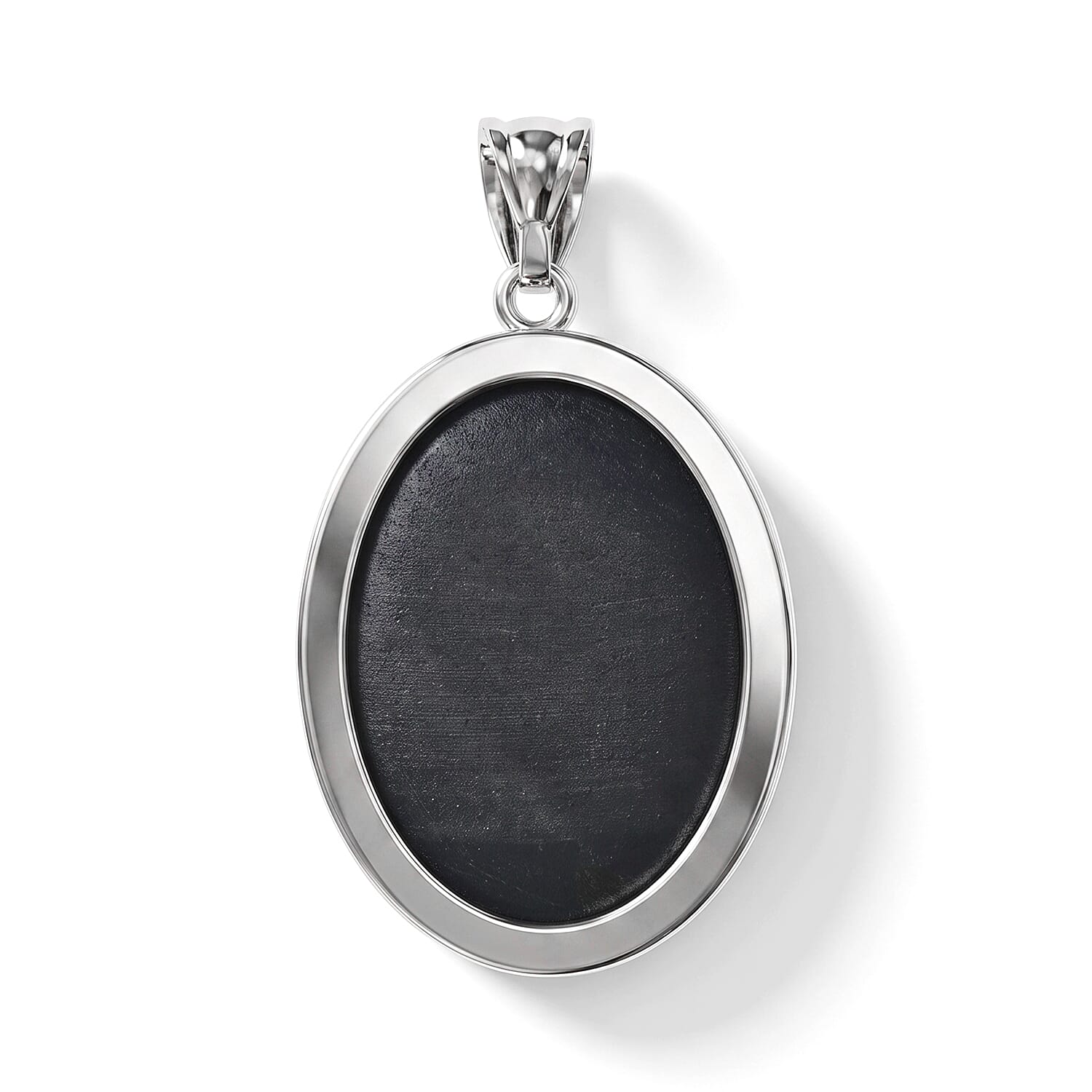 Red Picture Jasper and Blackstone 50.00 ctw Pendant without Chain in Silvertone